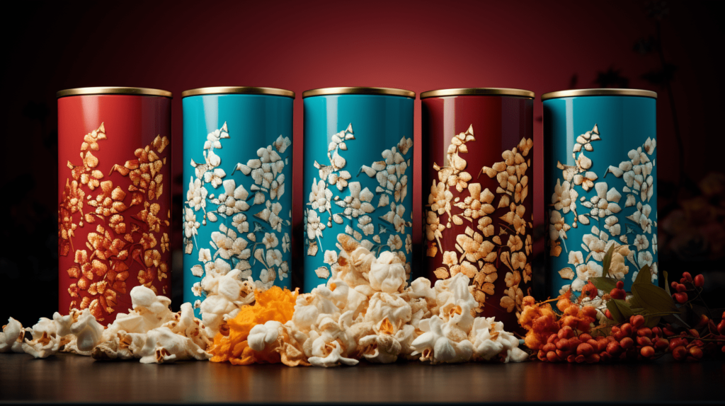 a collection of sleek popcorn-tin