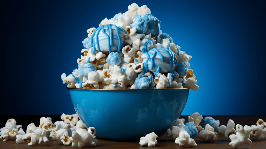 blue popcorns in bowl