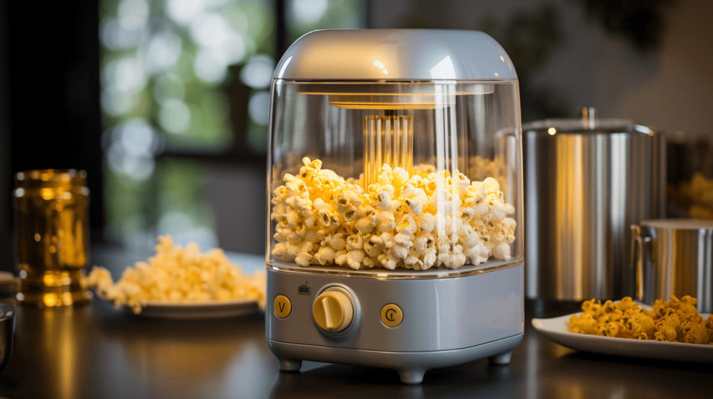 sleek silver popcorn machine